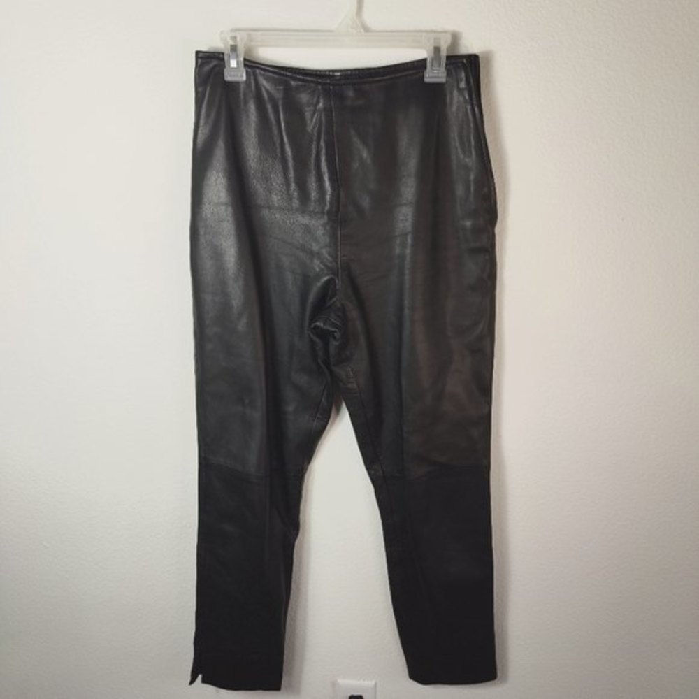 Harve Benard 100% Leather Black High Waisted Pants Size 8 Vintage